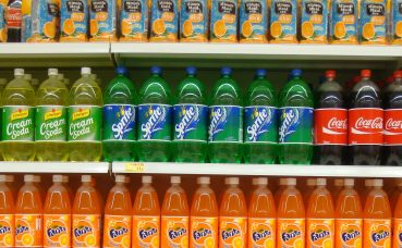 soft drinks on a shelf